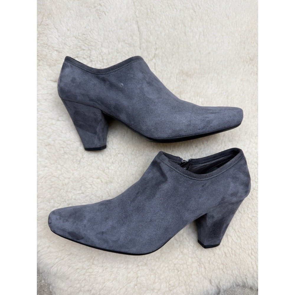 Prada Grey Suede Ankle Boots Pointed Toe Heel Booties Designer 90s Y2K Italy 38
